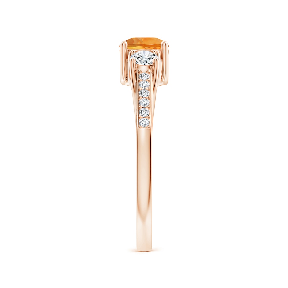 5mm AAA Classic Prong Set Round Citrine and Diamond Three Stone Ring in Rose Gold side 299