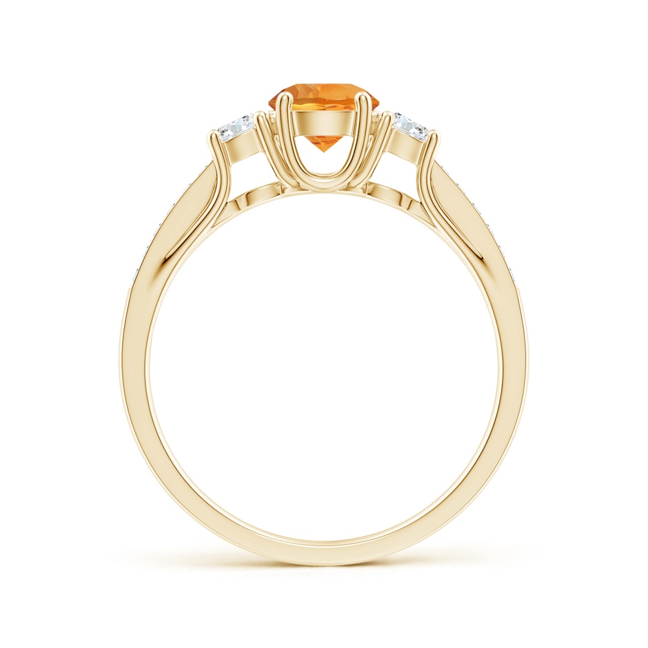 5mm AAA Classic Prong Set Round Citrine and Diamond Three Stone Ring in Yellow Gold side-1