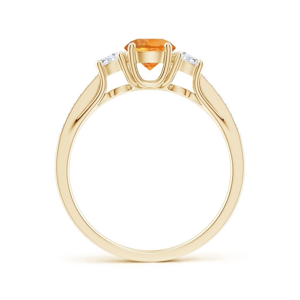 5mm AAA Classic Prong Set Round Citrine and Diamond Three Stone Ring in Yellow Gold - side 199