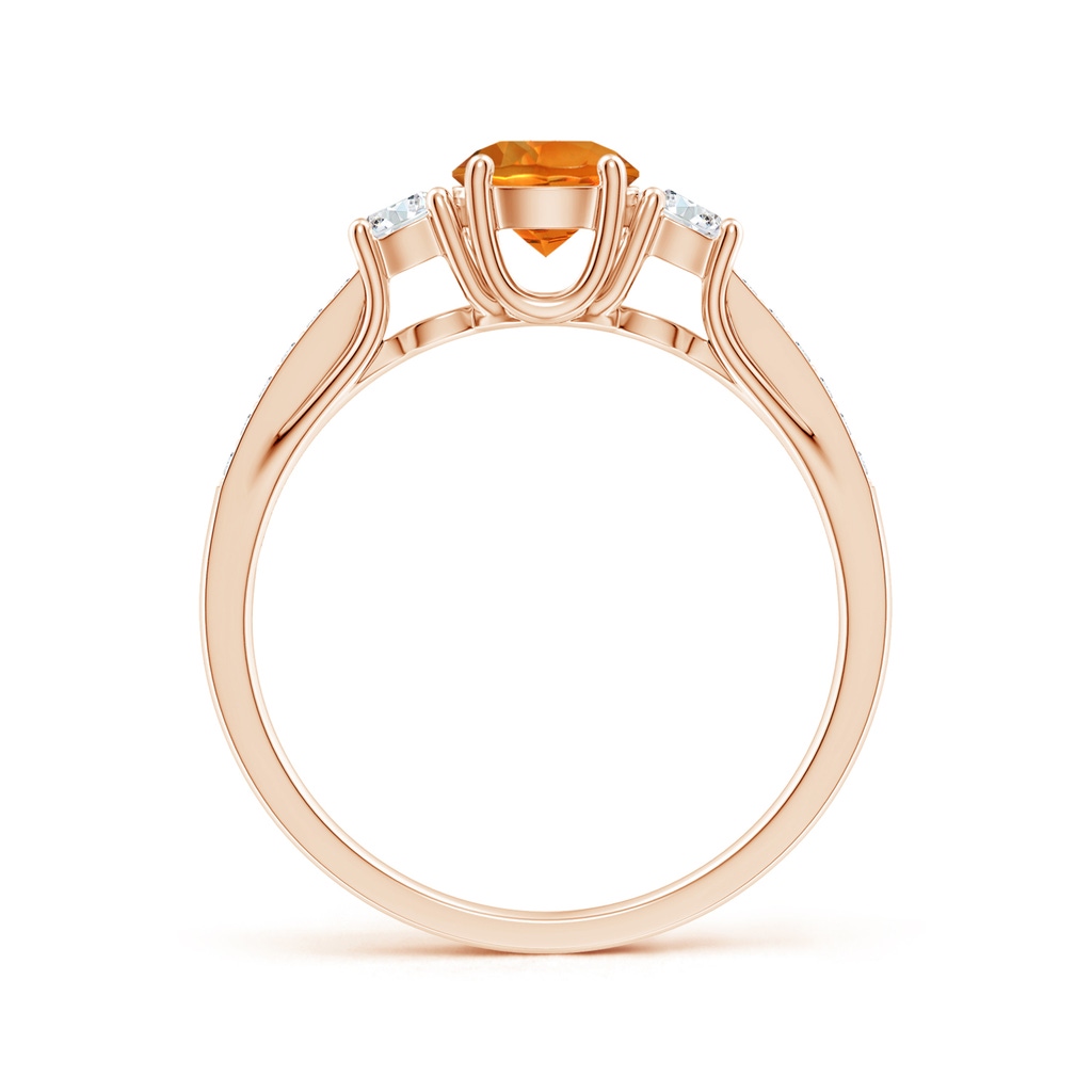 5mm AAAA Classic Prong Set Round Citrine and Diamond Three Stone Ring in Rose Gold - side 199