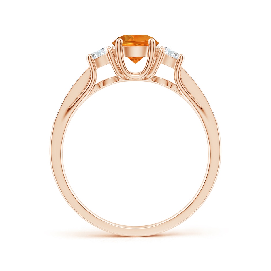 5mm AAAA Classic Prong Set Round Citrine and Diamond Three Stone Ring in Rose Gold side 199