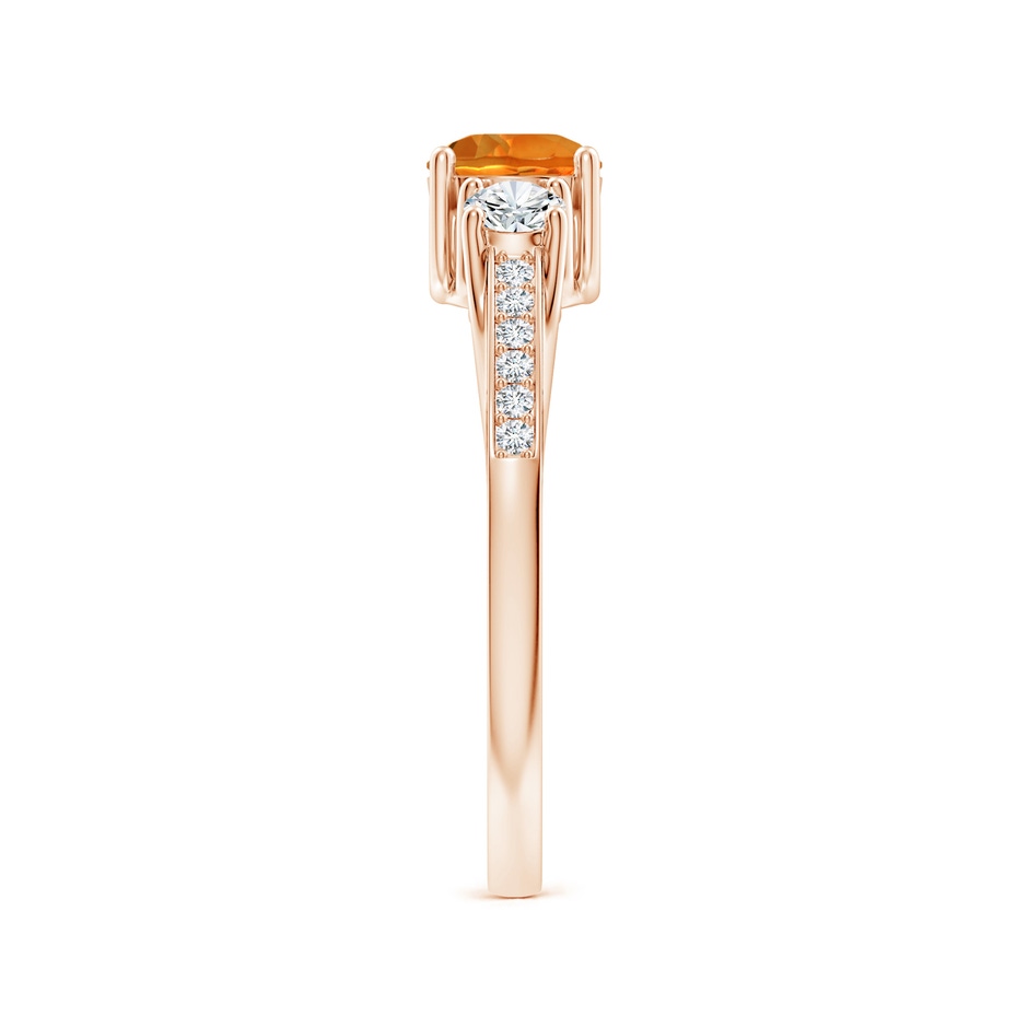 5mm AAAA Classic Prong Set Round Citrine and Diamond Three Stone Ring in Rose Gold side 299