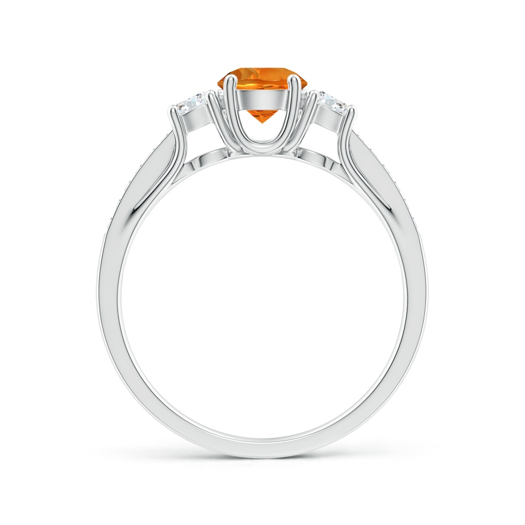 5mm AAAA Classic Prong Set Round Citrine and Diamond Three Stone Ring in White Gold - side 199