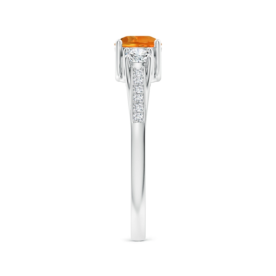 5mm AAAA Classic Prong Set Round Citrine and Diamond Three Stone Ring in White Gold side 299