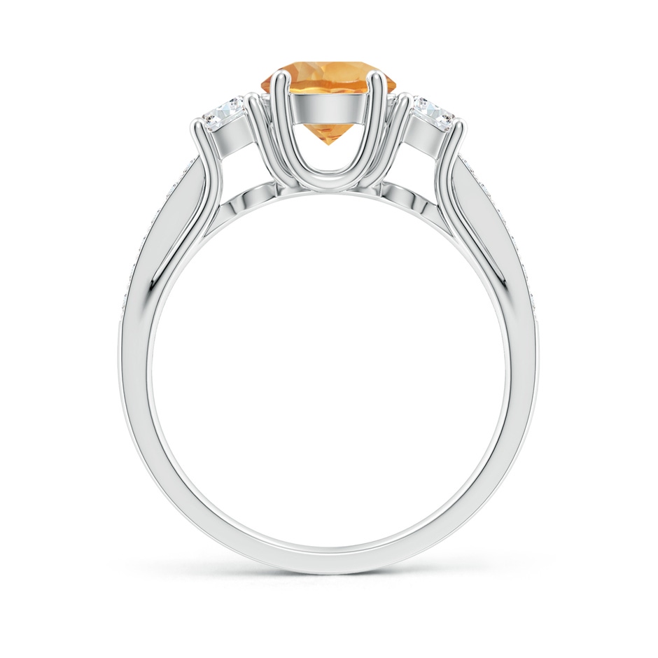 6mm A Classic Prong Set Round Citrine and Diamond Three Stone Ring in P950 Platinum side 199