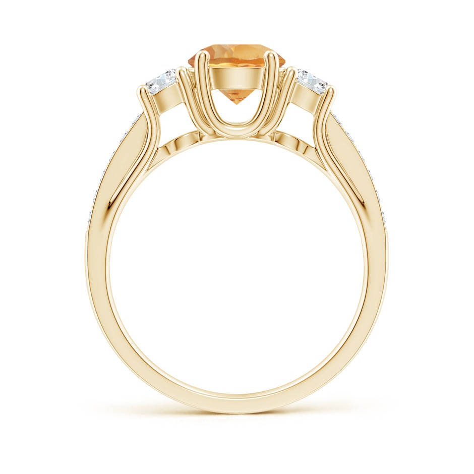 6mm A Classic Prong Set Round Citrine and Diamond Three Stone Ring in Yellow Gold side 199