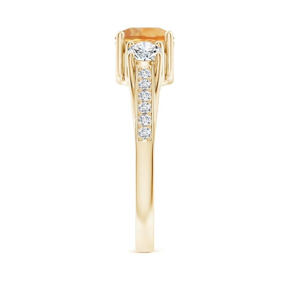 6mm A Classic Prong Set Round Citrine and Diamond Three Stone Ring in Yellow Gold side 299