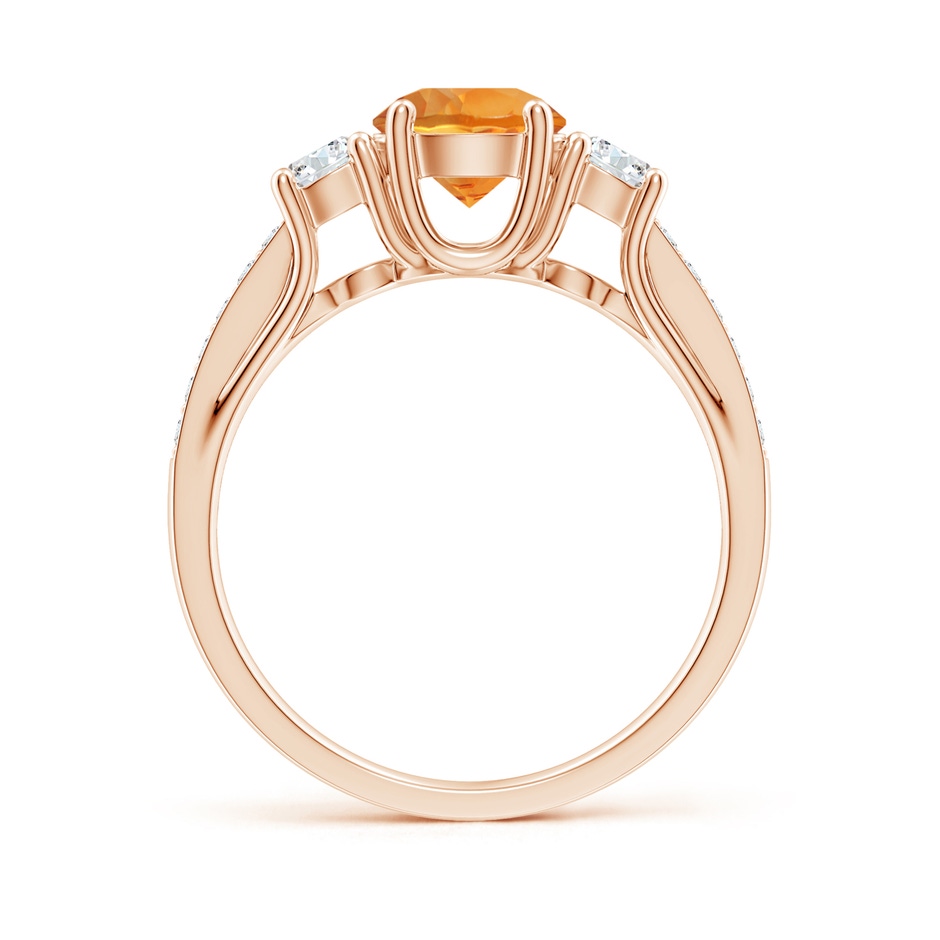 6mm AAA Classic Prong Set Round Citrine and Diamond Three Stone Ring in Rose Gold side 199
