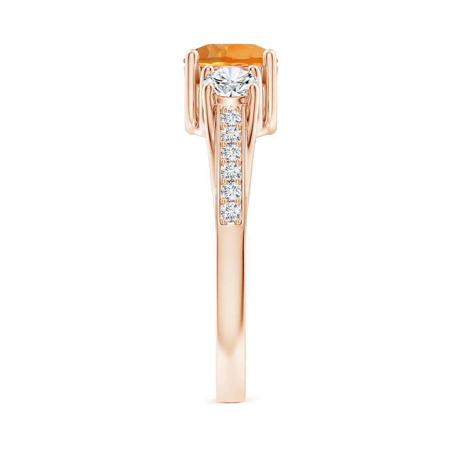6mm AAA Classic Prong Set Round Citrine and Diamond Three Stone Ring in Rose Gold side 299