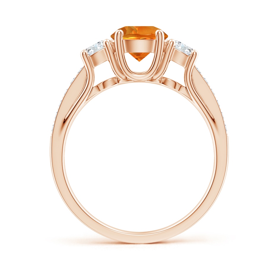 6mm AAAA Classic Prong Set Round Citrine and Diamond Three Stone Ring in 18K Rose Gold side 199