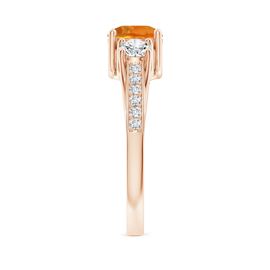 6mm AAAA Classic Prong Set Round Citrine and Diamond Three Stone Ring in 18K Rose Gold side 299