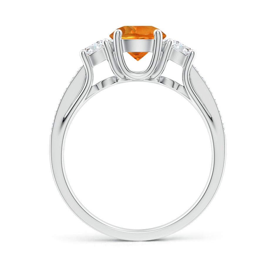 6mm AAAA Classic Prong Set Round Citrine and Diamond Three Stone Ring in P950 Platinum side 199