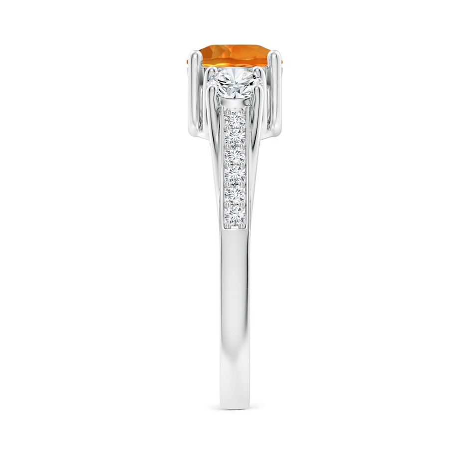 6mm AAAA Classic Prong Set Round Citrine and Diamond Three Stone Ring in P950 Platinum side 299