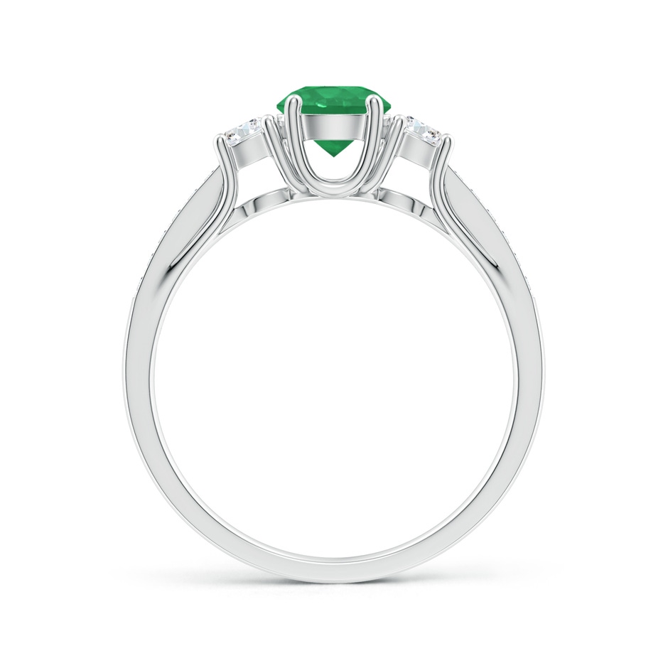 5mm A Classic Prong Set Round Emerald and Diamond Three Stone Ring in P950 Platinum side 199