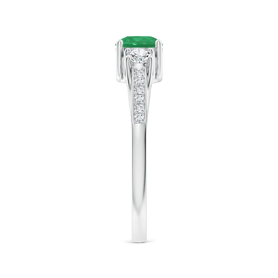 5mm A Classic Prong Set Round Emerald and Diamond Three Stone Ring in P950 Platinum side 299
