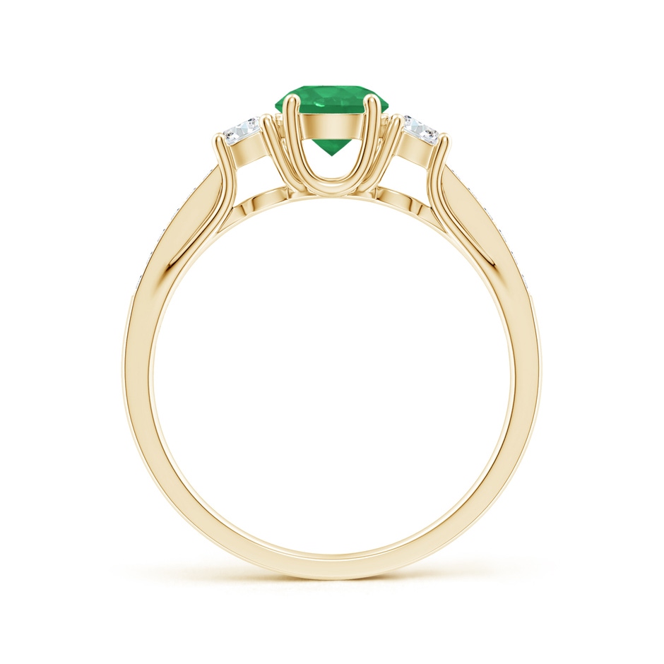 5mm A Classic Prong Set Round Emerald and Diamond Three Stone Ring in Yellow Gold side 199