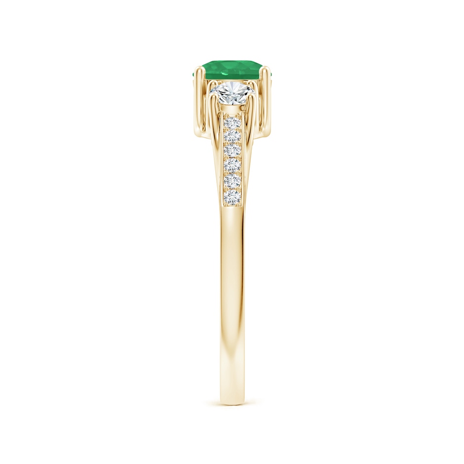 5mm A Classic Prong Set Round Emerald and Diamond Three Stone Ring in Yellow Gold side 299
