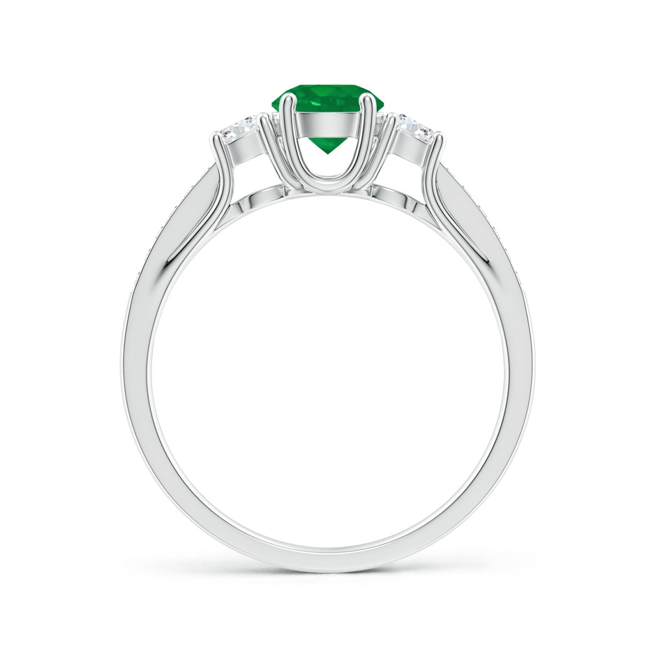 5mm AA Classic Prong Set Round Emerald and Diamond Three Stone Ring in P950 Platinum side 199