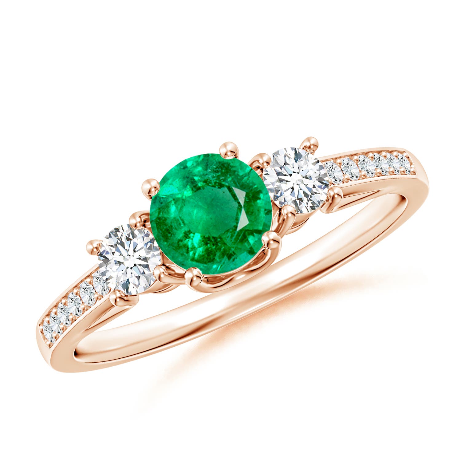 AAA - Emerald / 0.76 CT / 14 KT Rose Gold