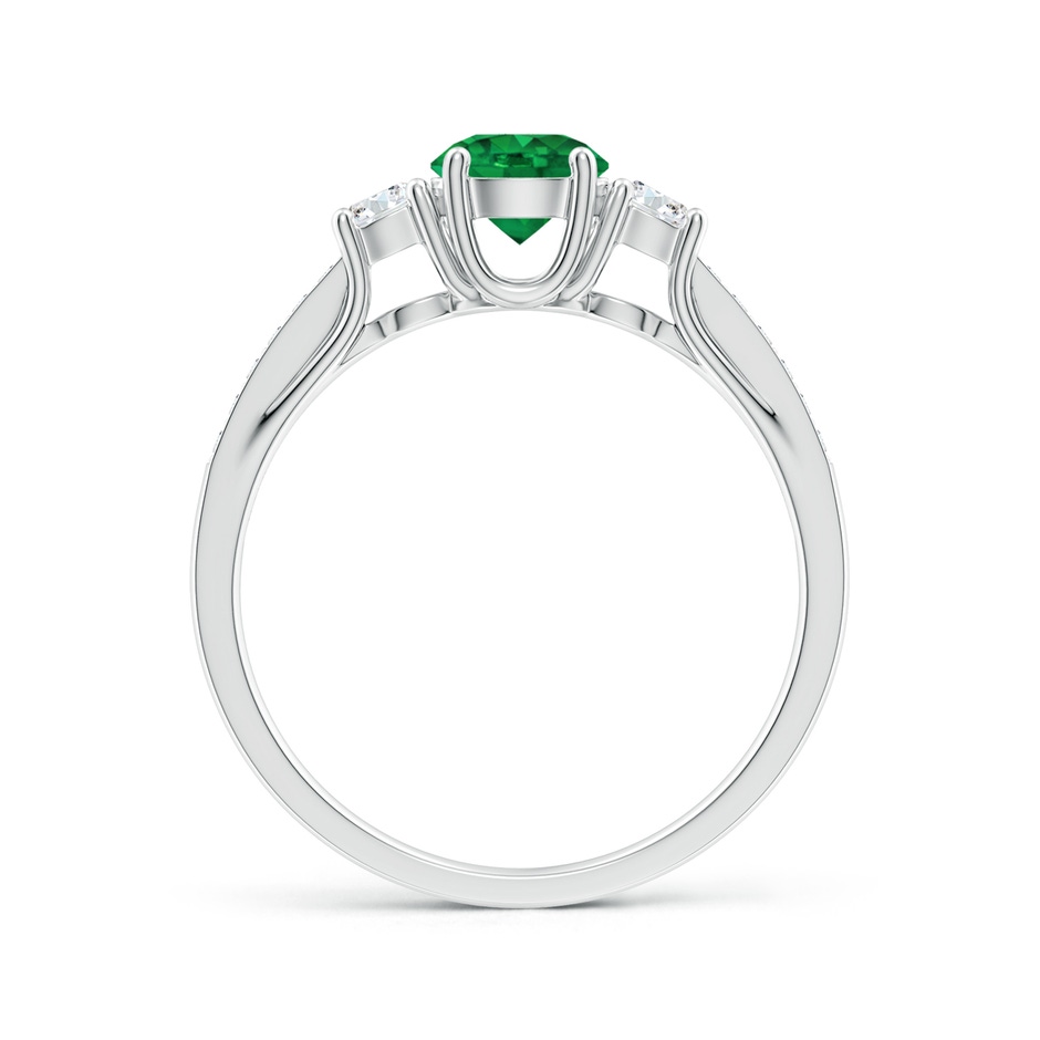 5mm AAA Classic Prong Set Round Emerald and Diamond Three Stone Ring in White Gold side 199