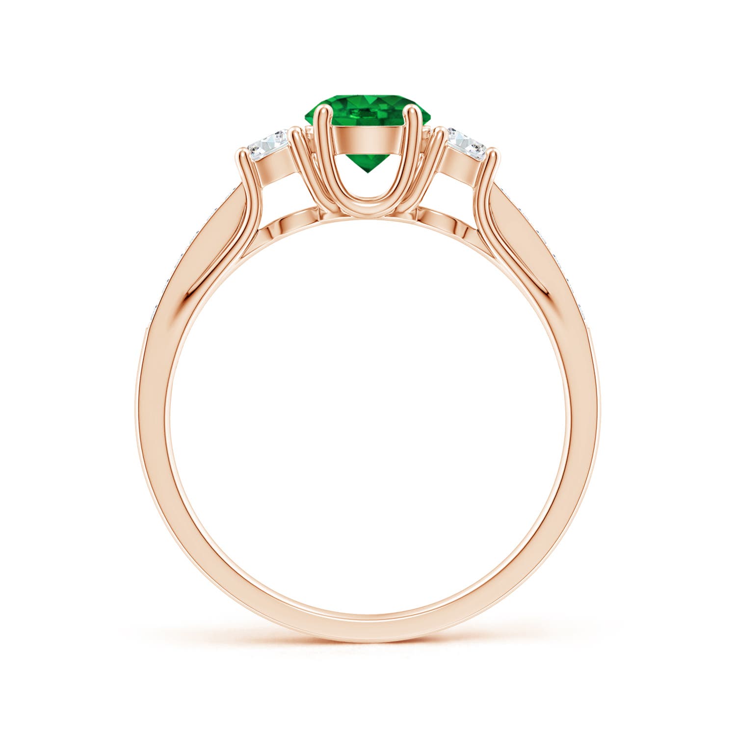 AAAA - Emerald / 0.76 CT / 14 KT Rose Gold