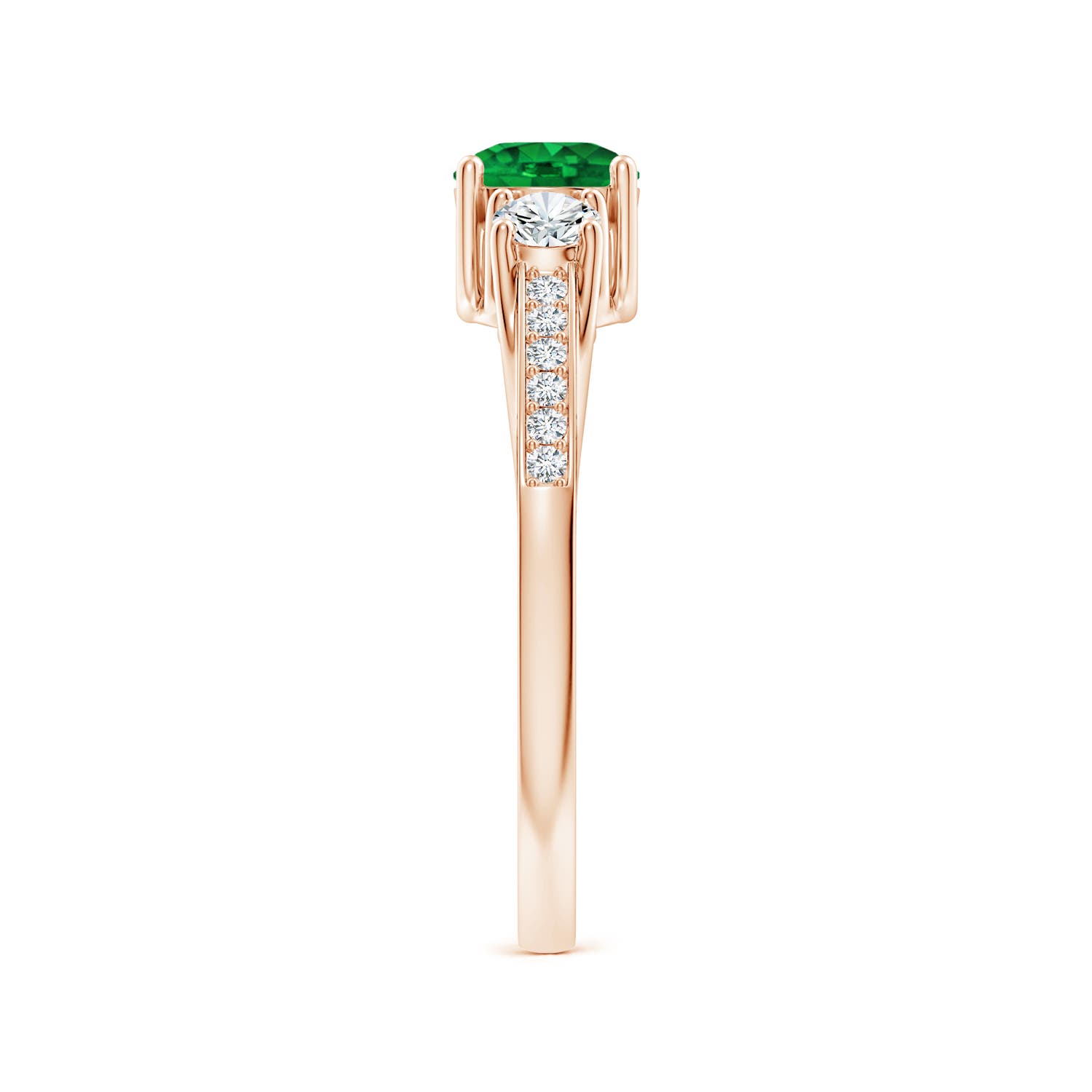 AAAA - Emerald / 0.76 CT / 14 KT Rose Gold