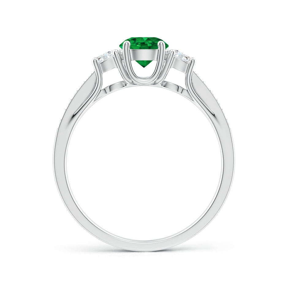 5mm AAAA Classic Prong Set Round Emerald and Diamond Three Stone Ring in White Gold product image