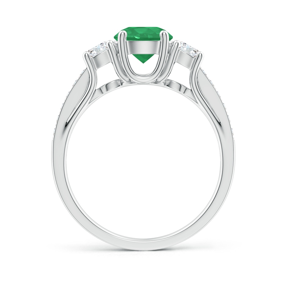 6mm A Classic Prong Set Round Emerald and Diamond Three Stone Ring in P950 Platinum side 199