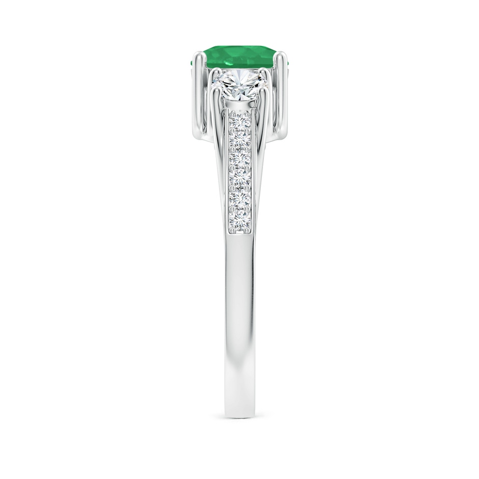 6mm A Classic Prong Set Round Emerald and Diamond Three Stone Ring in P950 Platinum side 299
