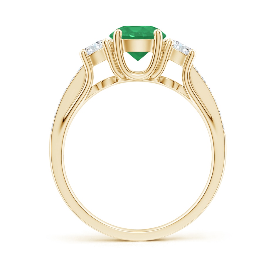 6mm A Classic Prong Set Round Emerald and Diamond Three Stone Ring in Yellow Gold side 199