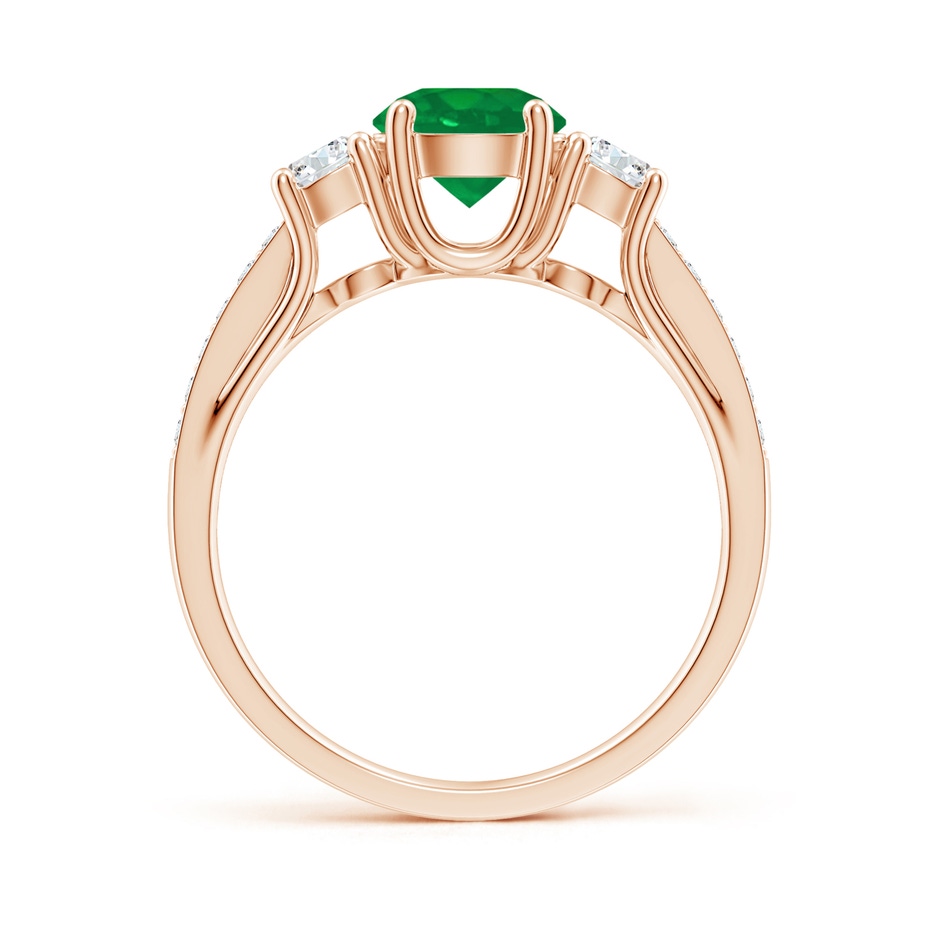 6mm AA Classic Prong Set Round Emerald and Diamond Three Stone Ring in Rose Gold side 199