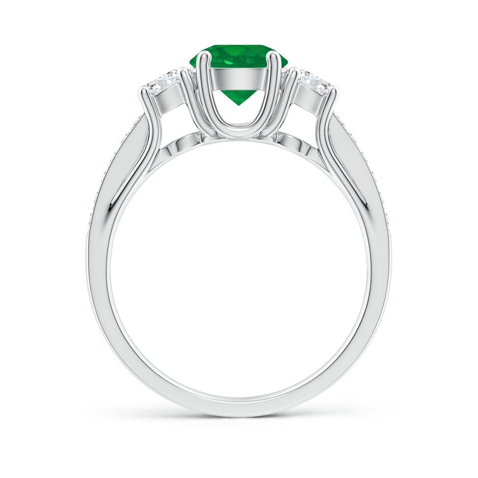 6mm AA Classic Prong Set Round Emerald and Diamond Three Stone Ring in White Gold side 199