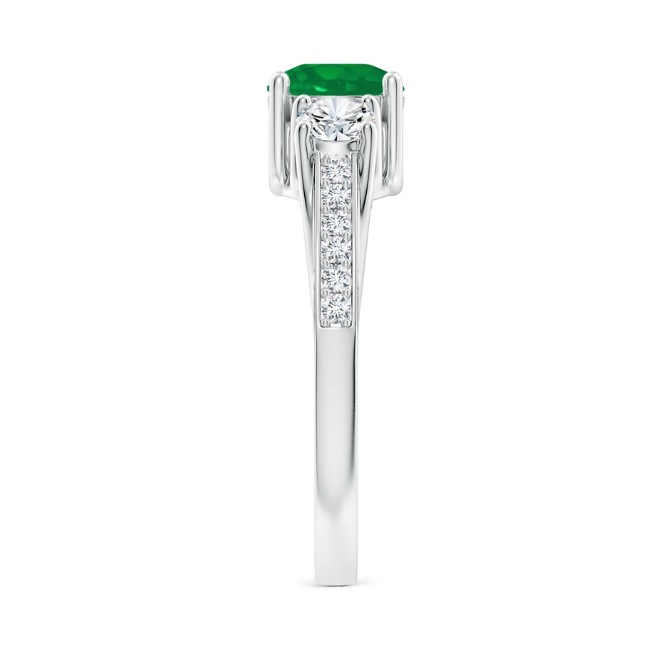 6mm AA Classic Prong Set Round Emerald and Diamond Three Stone Ring in White Gold side 299