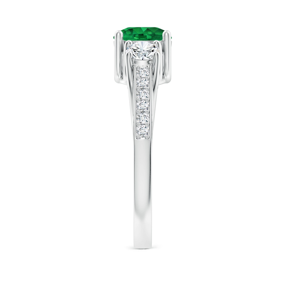 6mm AAA Classic Prong Set Round Emerald and Diamond Three Stone Ring in P950 Platinum side 299