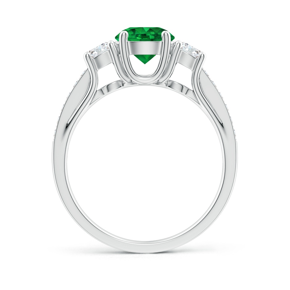 6mm AAAA Classic Prong Set Round Emerald and Diamond Three Stone Ring in White Gold side 199