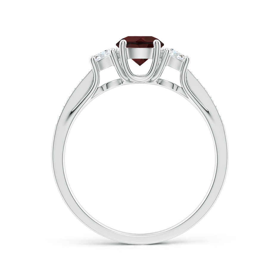 5mm A Classic Prong Set Round Garnet and Diamond Three Stone Ring in White Gold side 199