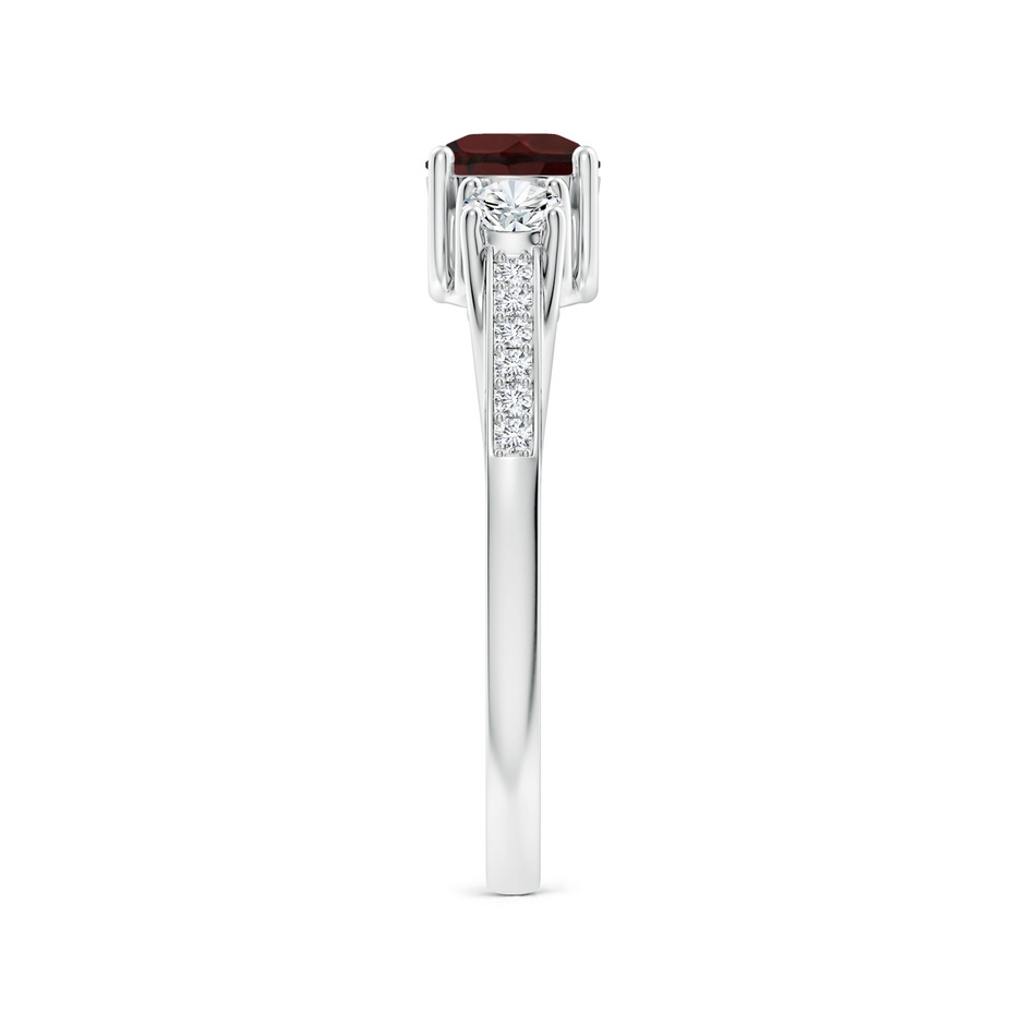 5mm A Classic Prong Set Round Garnet and Diamond Three Stone Ring in White Gold side 299