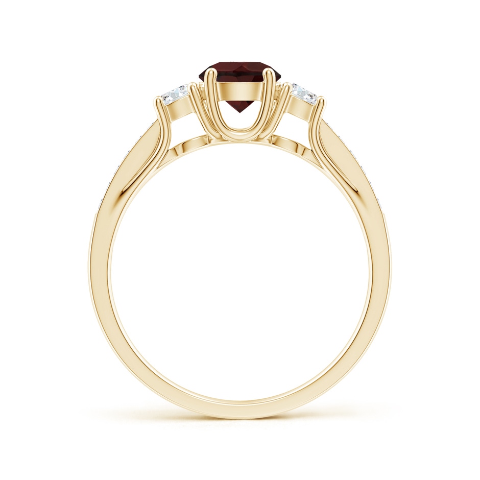 5mm A Classic Prong Set Round Garnet and Diamond Three Stone Ring in Yellow Gold side 199