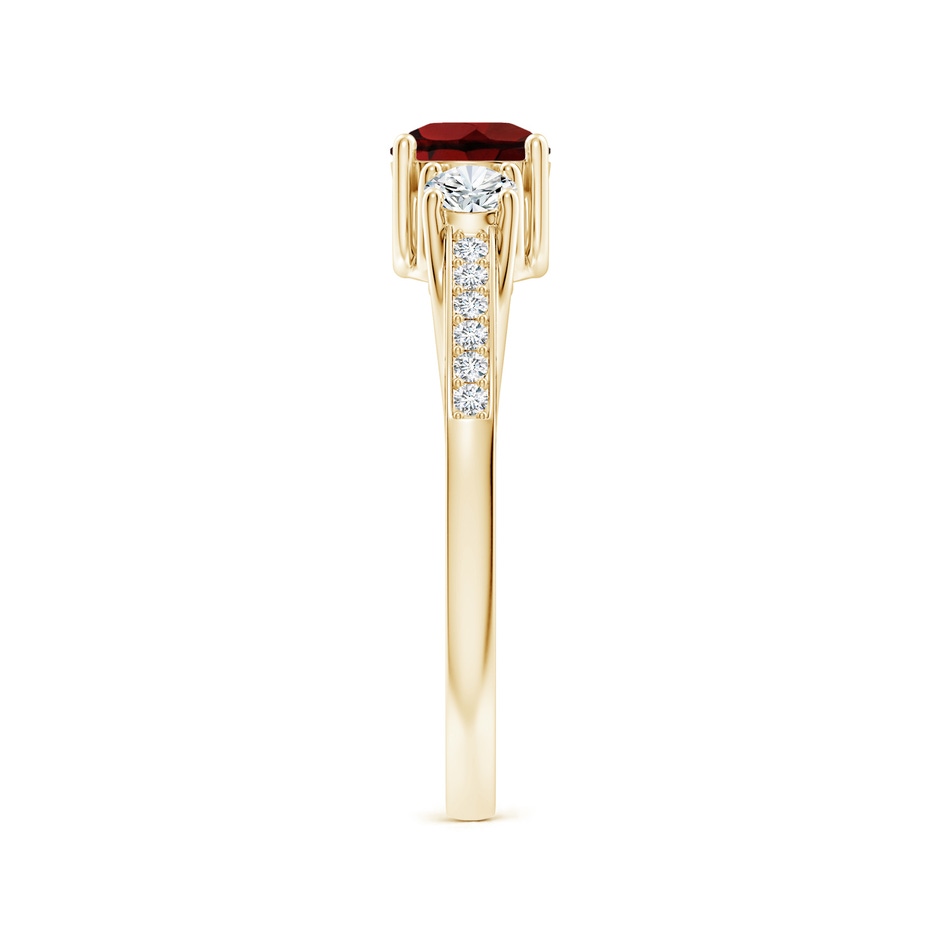 5mm AAA Classic Prong Set Round Garnet and Diamond Three Stone Ring in Yellow Gold side 299