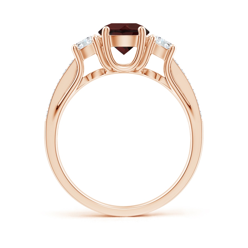 6mm A Classic Prong Set Round Garnet and Diamond Three Stone Ring in 18K Rose Gold side 199