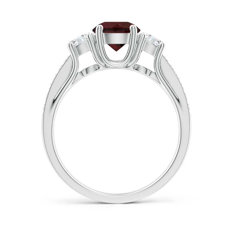 6mm A Classic Prong Set Round Garnet and Diamond Three Stone Ring in 18K White Gold side 199