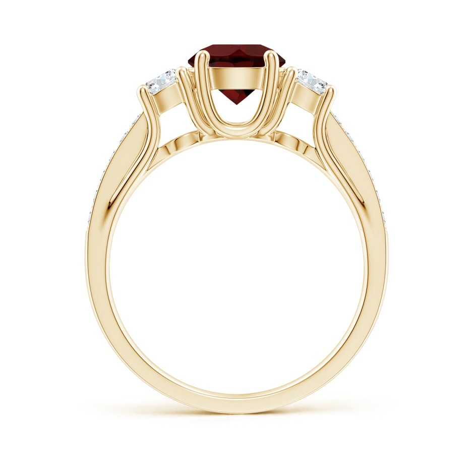 6mm AA Classic Prong Set Round Garnet and Diamond Three Stone Ring in Yellow Gold side 199