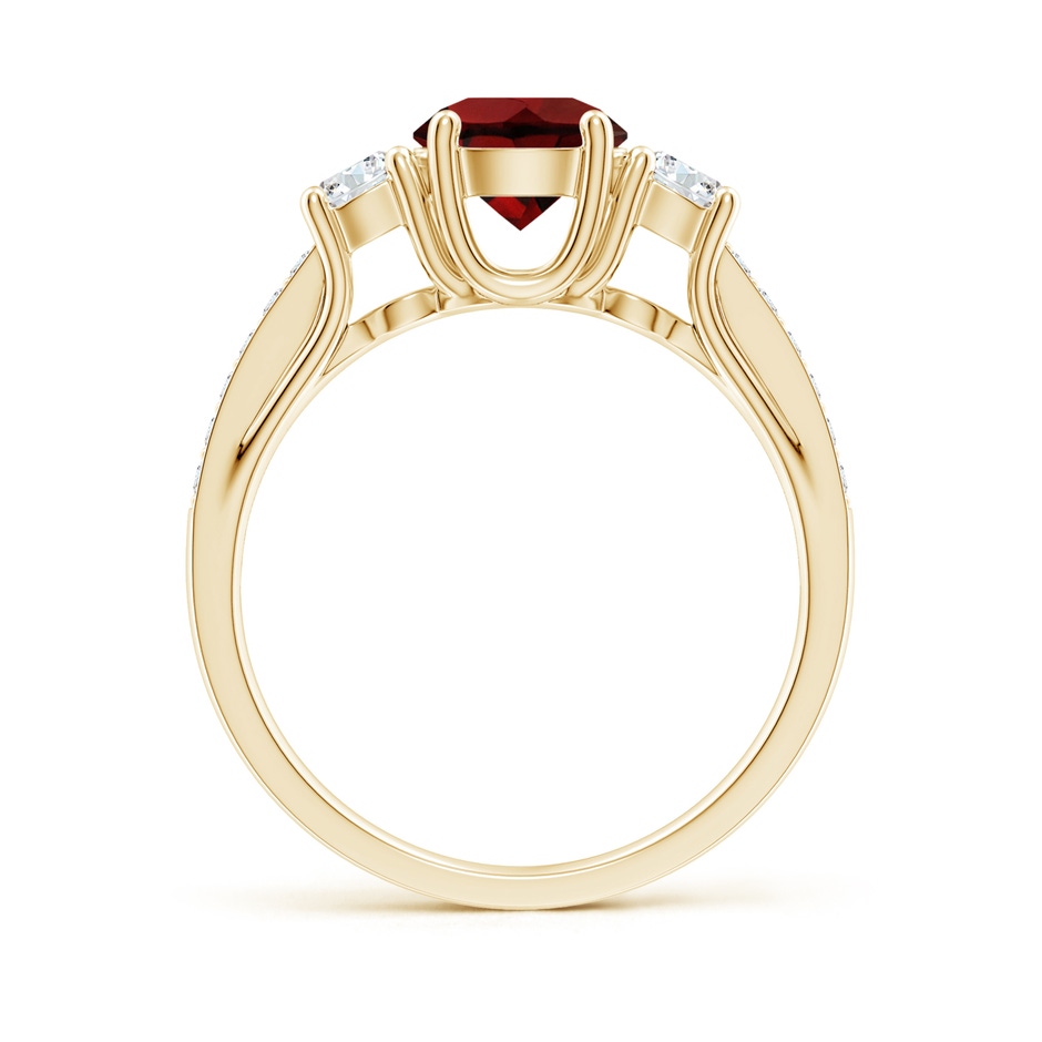 6mm AAA Classic Prong Set Round Garnet and Diamond Three Stone Ring in 18K Yellow Gold side 199