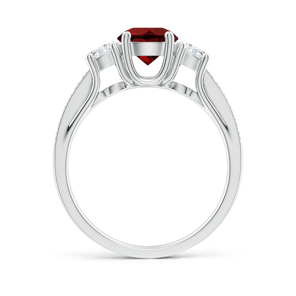 6mm AAA Classic Prong Set Round Garnet and Diamond Three Stone Ring in White Gold side 199