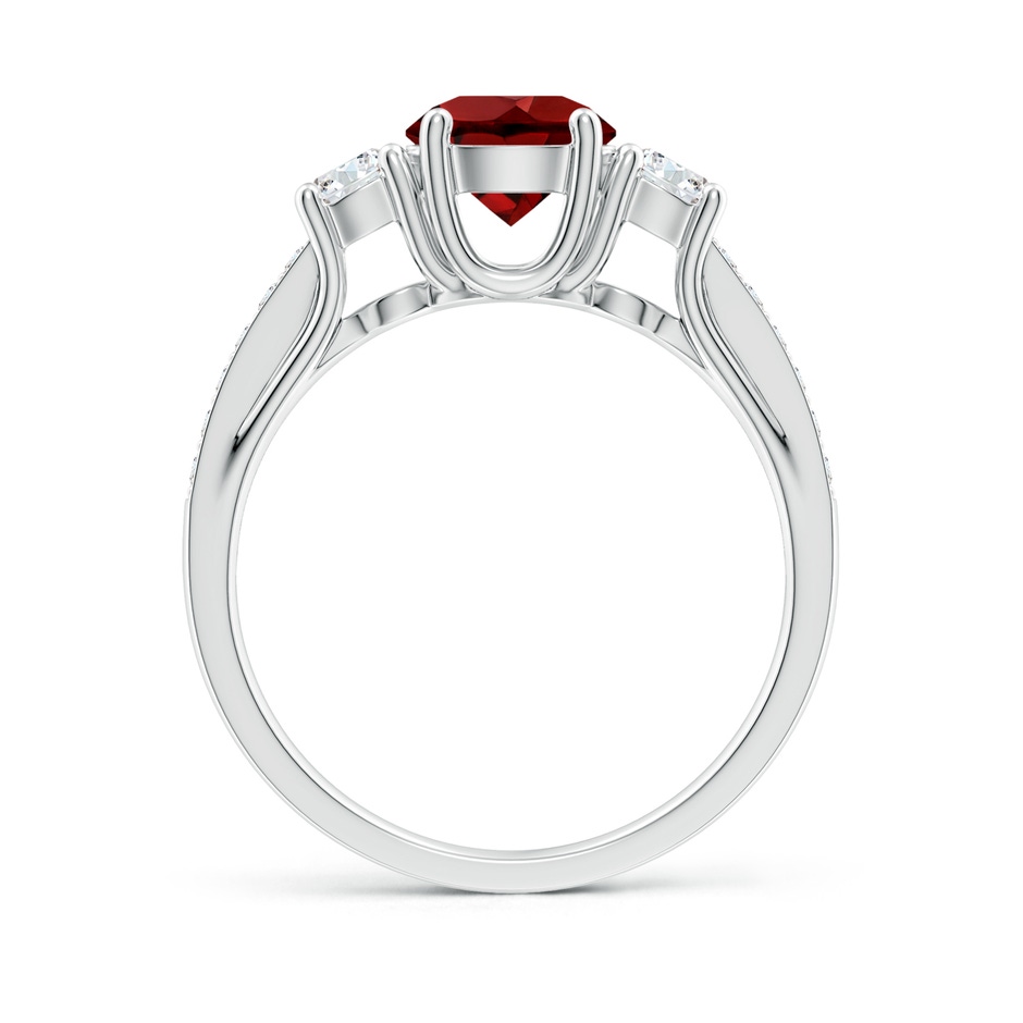 6mm AAAA Classic Prong Set Round Garnet and Diamond Three Stone Ring in White Gold side 199