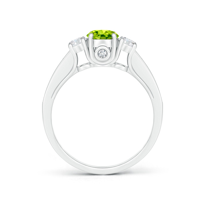 5mm AAA Classic Prong Set Round Peridot and Diamond Three Stone Ring in White Gold product image