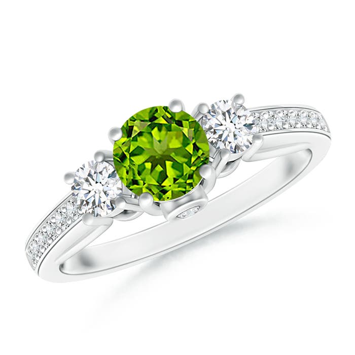 AAAA - Peridot / 0.86 CT / 14 KT White Gold