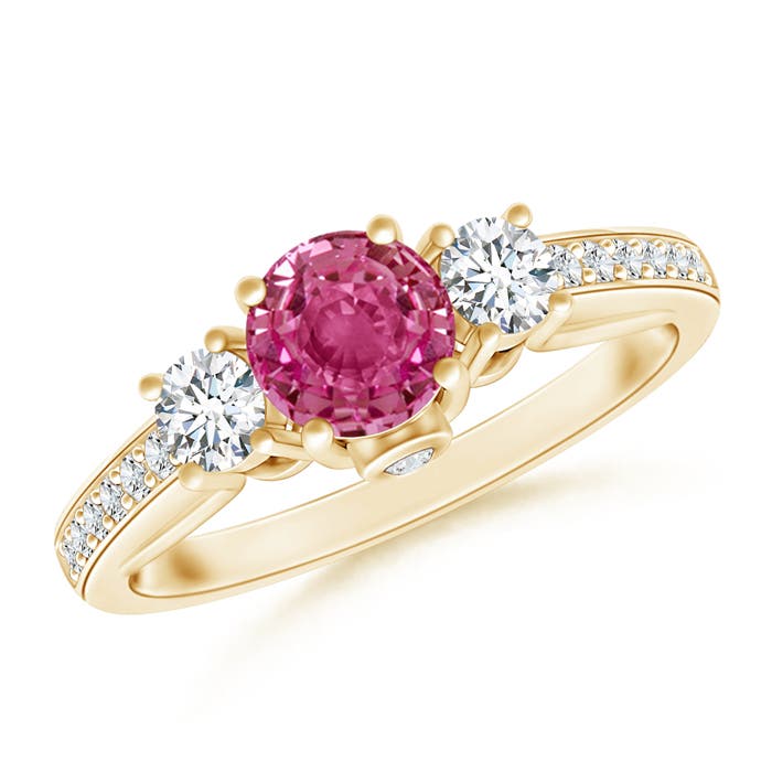 AAAA - Pink Sapphire / 0.91 CT / 14 KT Yellow Gold