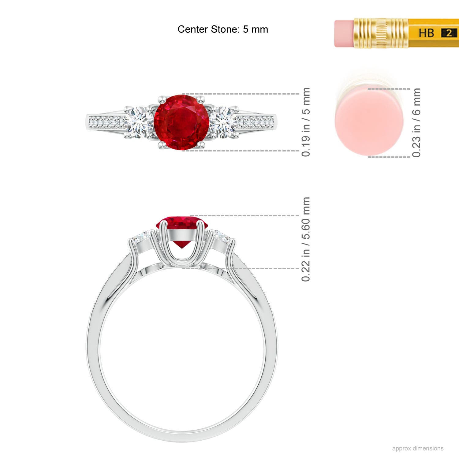 AAA - Ruby / 0.91 CT / 14 KT White Gold