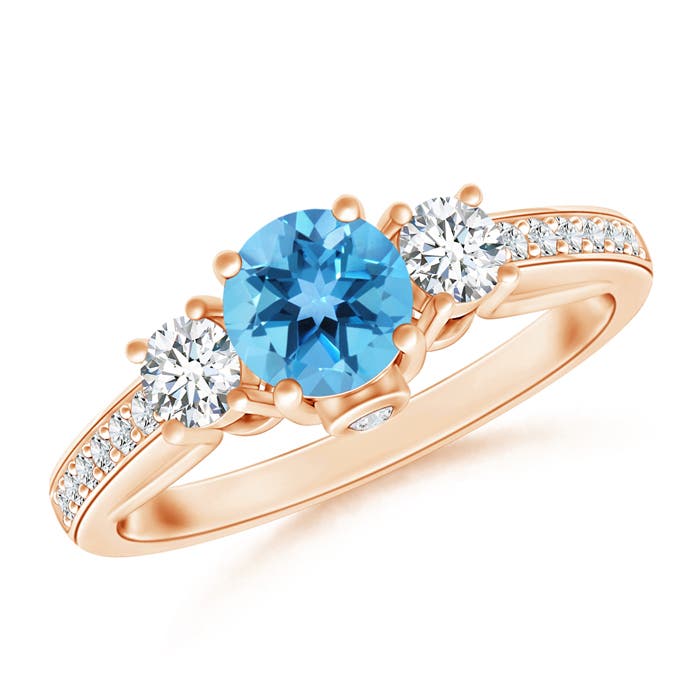 AA - Swiss Blue Topaz / 0.91 CT / 14 KT Rose Gold